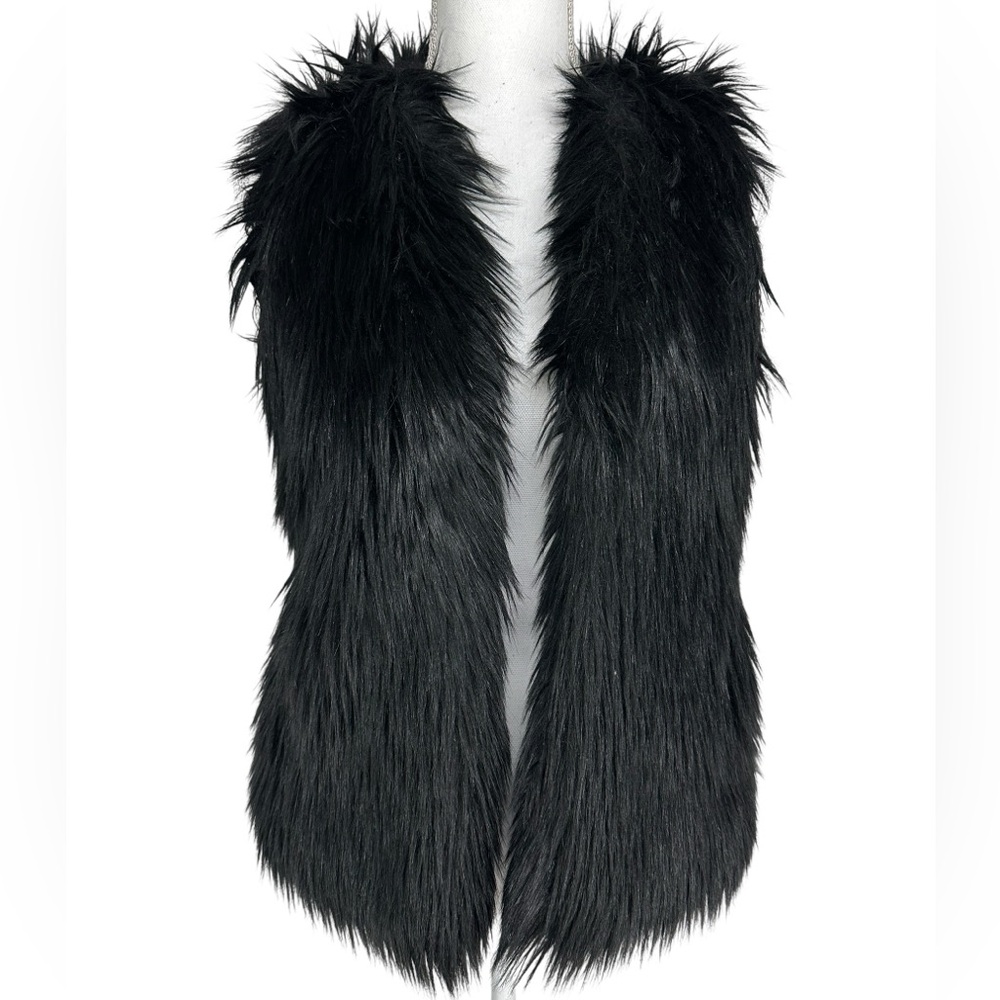 ABERCROMBIE & FITCH / Black Faux Fur Vest / XS / Goth Y2K Festival Fairy Vampire